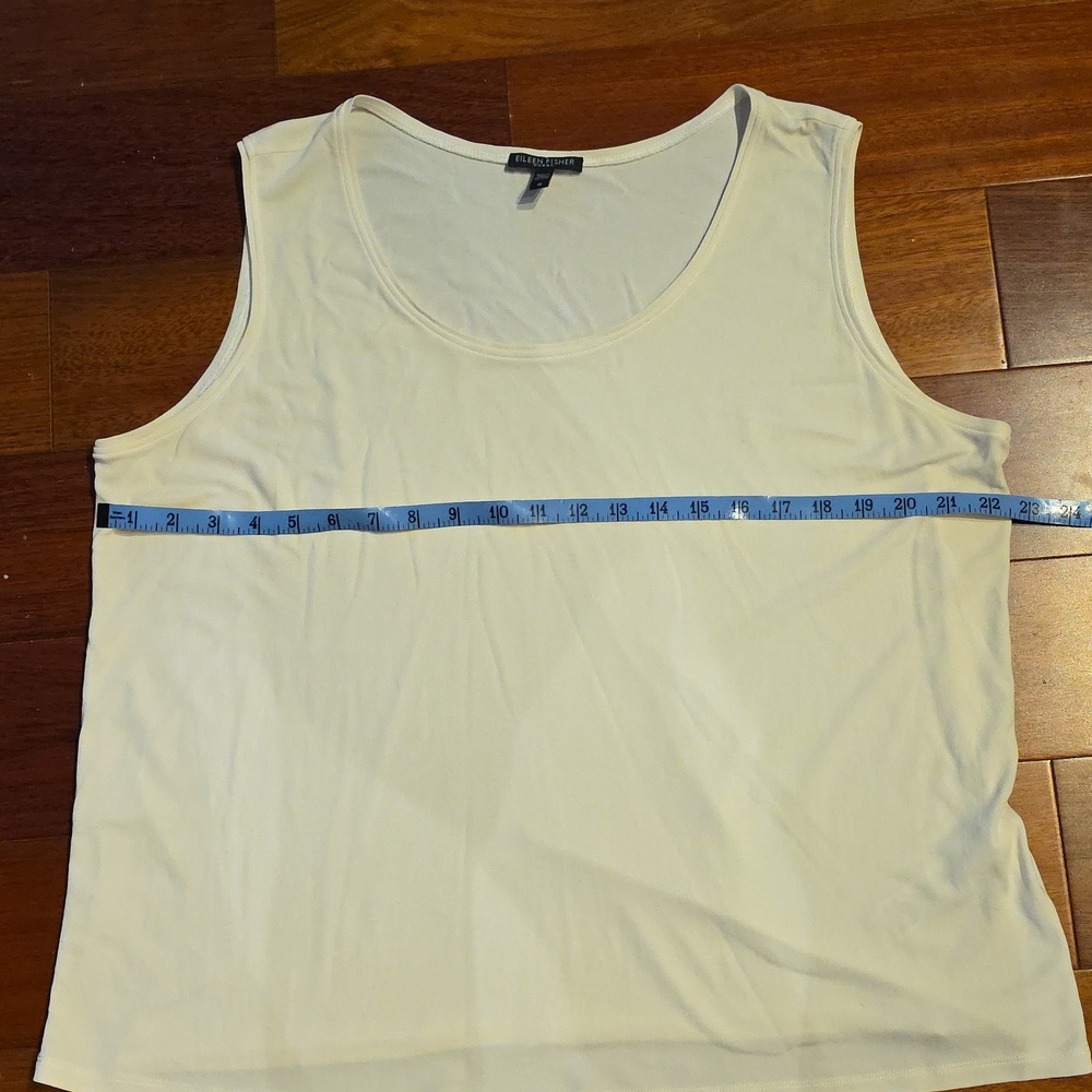Eileen Fisher White Silk Knit Scoop Neck Tank Top - Picture 3 of 4